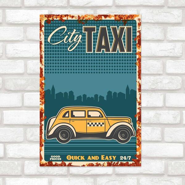 Poster Decorativo Carro Retro Táxi N010243 30x40cm
