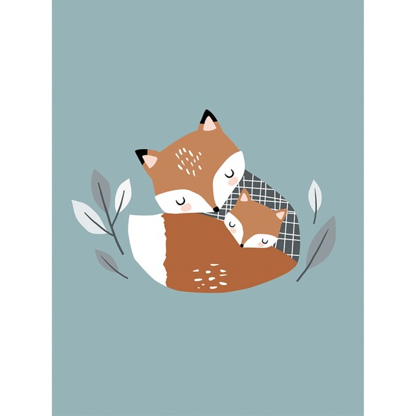 Poster Raposa e Pet Multicolorido 30x40cm Arte Própria