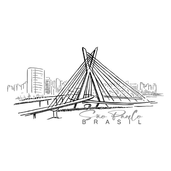 Poster São Paulo ponte Estaiada Preto 50x70cm Arte Própria