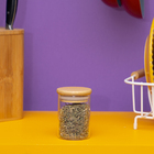 Pote 110ml De Vidro Com Tampa De Bambu Redondo Flat De Mantim