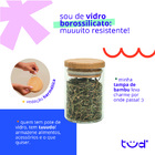 Pote 110ml De Vidro Com Tampa De Bambu Redondo Flat De Mantim