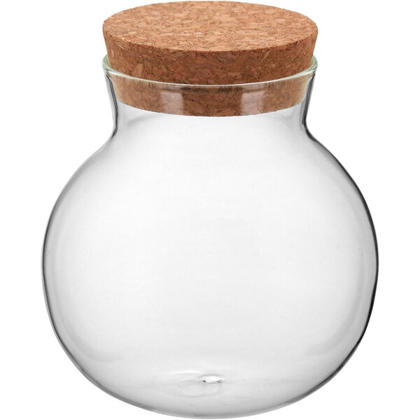 Pote 11x10x6cm 200ml Borosilicato Transparente Tampa Cortiça