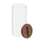 Pote 1300Ml Vidro Tampa De Acácia Mantimento Com Alça Oikos