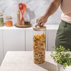 Pote 1700Ml Vidro Tampa De Acácia Mantimento Com Alça Oikos