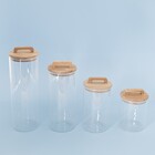 Pote 1700Ml Vidro Tampa De Acácia Mantimento Com Alça Oikos