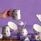 Pote Açucareiro De Cerâmica Com Colher Vintage Florido - Wp C