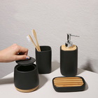 Pote Cerâmica E Bambu Peggy - Preto