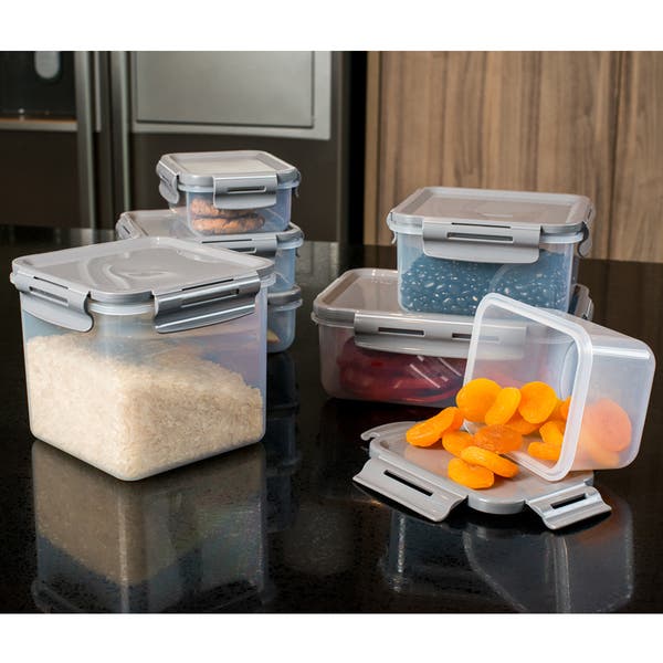 Pote Click Retangular 380ml Com Tampa Hermética Trava Lanche
