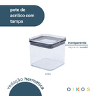 Pote De Acrílico 620ml Com Tampa Transparente Quadrado Empilh