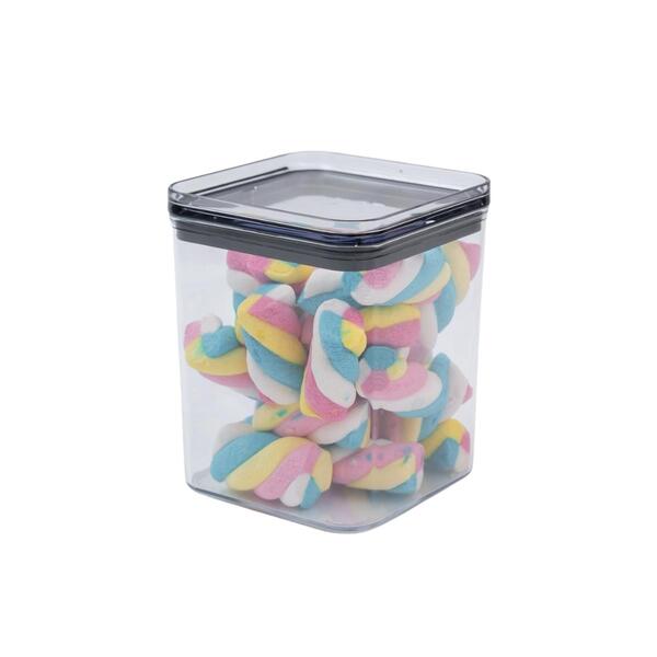 Pote De Acrílico 870ml Com Tampa Transparente Quadrado Empilh