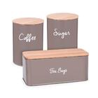 Pote De Café Açúcar E Chá Herméticos Canister Cinza 3 Peças -