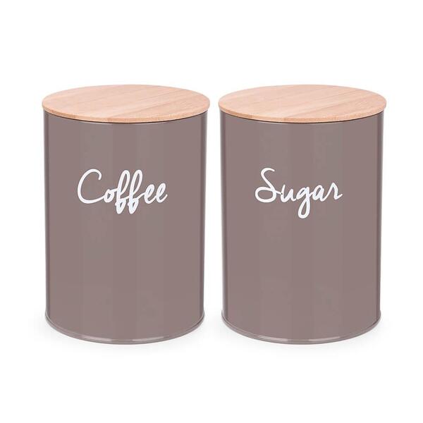 Pote De Café E Açúcar Herméticos Canister Cinza 2 Peças - Hau