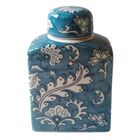 Pote De Ceramica Adamascado Blue 13cm X 8cm X 22cm