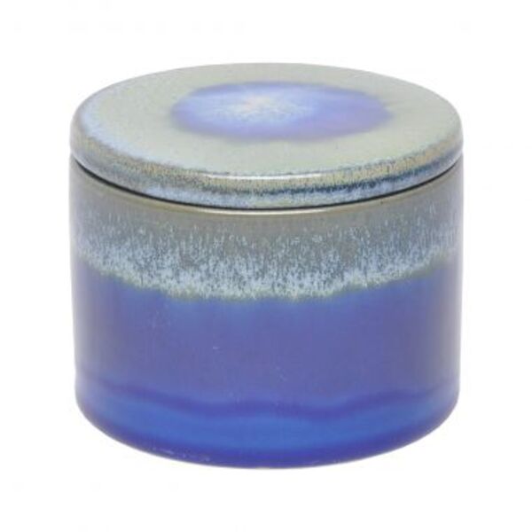 Pote De Ceramica Com Tampa Azul 12 2cm X 9 5cm