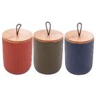 Pote De Cerâmica Hermético Com Tampa De Bambu 3 Peças - Lyor