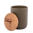 Pote De Cerâmica Hermético Com Tampa De Bambu Verde 12,5cm -