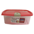 Pote De Plástico Quadrado 750 Ml Com Tampa Fixa E Trava Trio