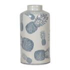 Pote De Porcelana Azul Claro  Abacaxi 14cm X 28cm