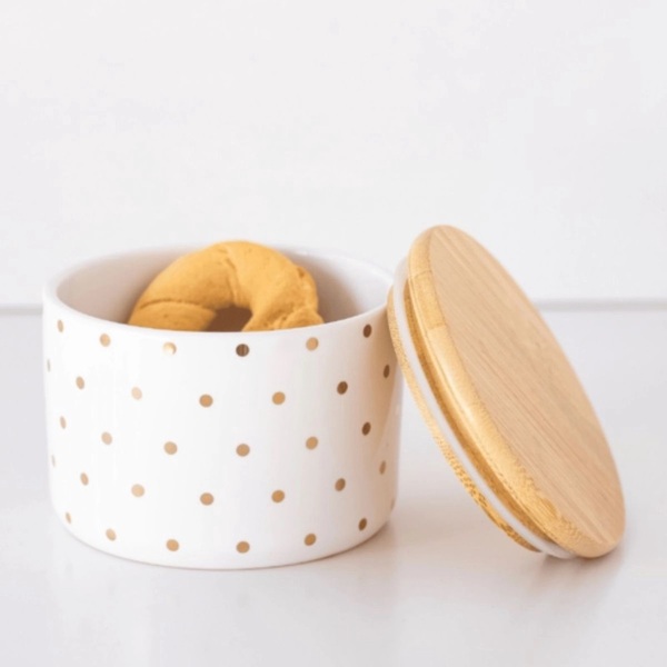 Pote De Porcelana C/ Tampa Dots 7cm Home Design