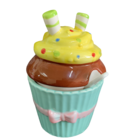 Pote De Porcelana Cupcake Com Tampa E Colher Kit Com 2ar