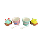Pote De Porcelana Cupcake Com Tampa E Colher Kit Com 2ar