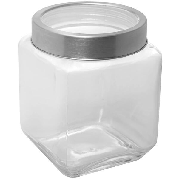 Pote De Vidro 1,2l Gastro Lyor Com Tampa Metal Prata Porta Ma