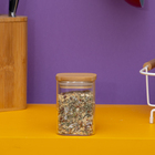 Pote De Vidro 200ml Com Tampa De Bambu Hermético Quadrado - T