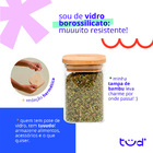 Pote De Vidro 200ml Com Tampa De Bambu Hermético Quadrado - T
