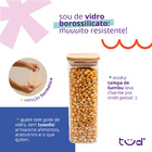 Pote De Vidro 400ml Com Tampa De Bambu Hermético Quadrado - T