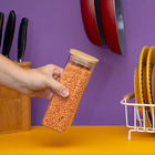 Pote De Vidro 400ml Com Tampa De Bambu Hermético Quadrado - T