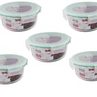 Pote De Vidro 620ml 5 Peças Com Fechamento Hermético 4 Travas