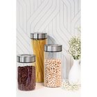 Pote De Vidro Com Tampa De Aço Inox 10cm 0,4 Litros Purezza