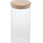 Pote De Vidro Com Tampa De Bambú 800ml