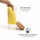 Pote De Vidro Com Tampa De Bambu Quadrado Empilhável De Manti