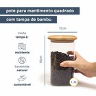 Pote De Vidro Com Tampa De Bambu Quadrado Empilhável De Manti