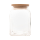Pote De Vidro Com Tampa De Madeira 1 Litro