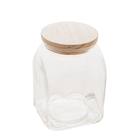 Pote De Vidro Com Tampa De Madeira 1 Litro