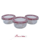 Pote De Vidro Com Tampa Hermética Kit 3 Tigela Vasilha Para G