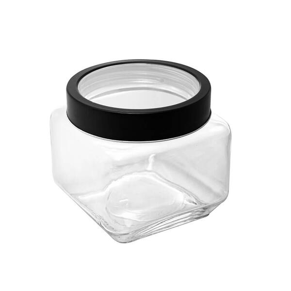 Pote De Vidro Com Tampa Visor Em Acrílico Gastro Preto 800ml
