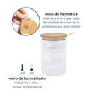 Pote De Vidro De 3 Andares Com Tampa De Bambu 1200ml - Oikos