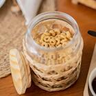 Pote de Vidro Decorado C/Sisal e Tampa de Madeira 750ml Wolff