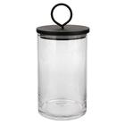 Pote De Vidro E Madeira Preto 25cm - A\casa