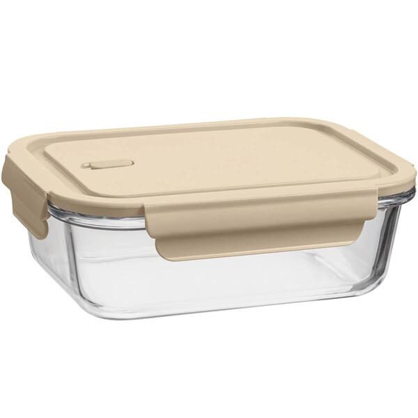 Pote De Vidro Hermético 1,04l Retangular Capuccino Uz Porta M