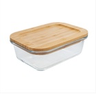 Pote De Vidro Hermético Com Tampa De Bambu  635ml .