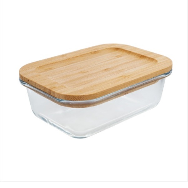 Pote De Vidro Hermético Com Tampa De Bambu  635ml .