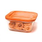 Pote De Vidro Hermético Com Tampa Quadrado De Bambu 500ml - C