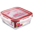 Pote De Vidro Hermético Quadrado Sanremo 330ml Marmita Com Ta