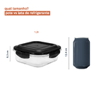 Pote De Vidro Quadrado De 1200ml Com Tampa - Preto Preto Oiko