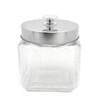 Pote De Vidro Quadrado Tampa Rosqueável Prata1,2 Litros