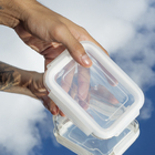 Pote De Vidro Retangular De 330 Ml C/ Tampa Transparente Bran